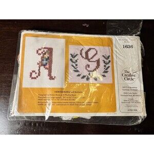 NIP New Vtg 80s 1984 Embellished Initials Letters CROSS STITCH EMBROIDERY KIT